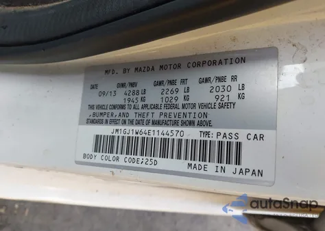 2014 Mazda Mazda6 I Grand Touring из США, поврежденный, VIN JM1GJ1W64E1144570